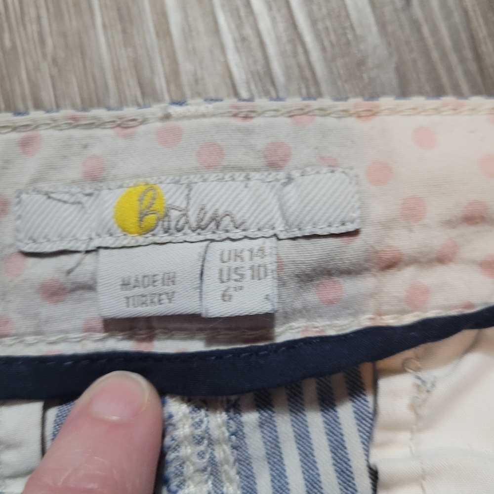 Boden Striped Chino Striped Shorts Size 10 Beach Coastal - Picture 2 of 6